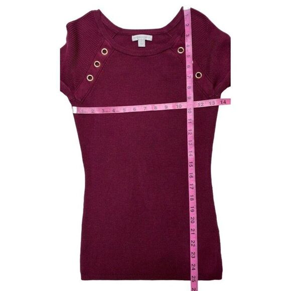 New York & Company Sweater Top Women's SMALL Purple Rivet-Accent Scoop-Neck Soft - Picture 5 of 9
